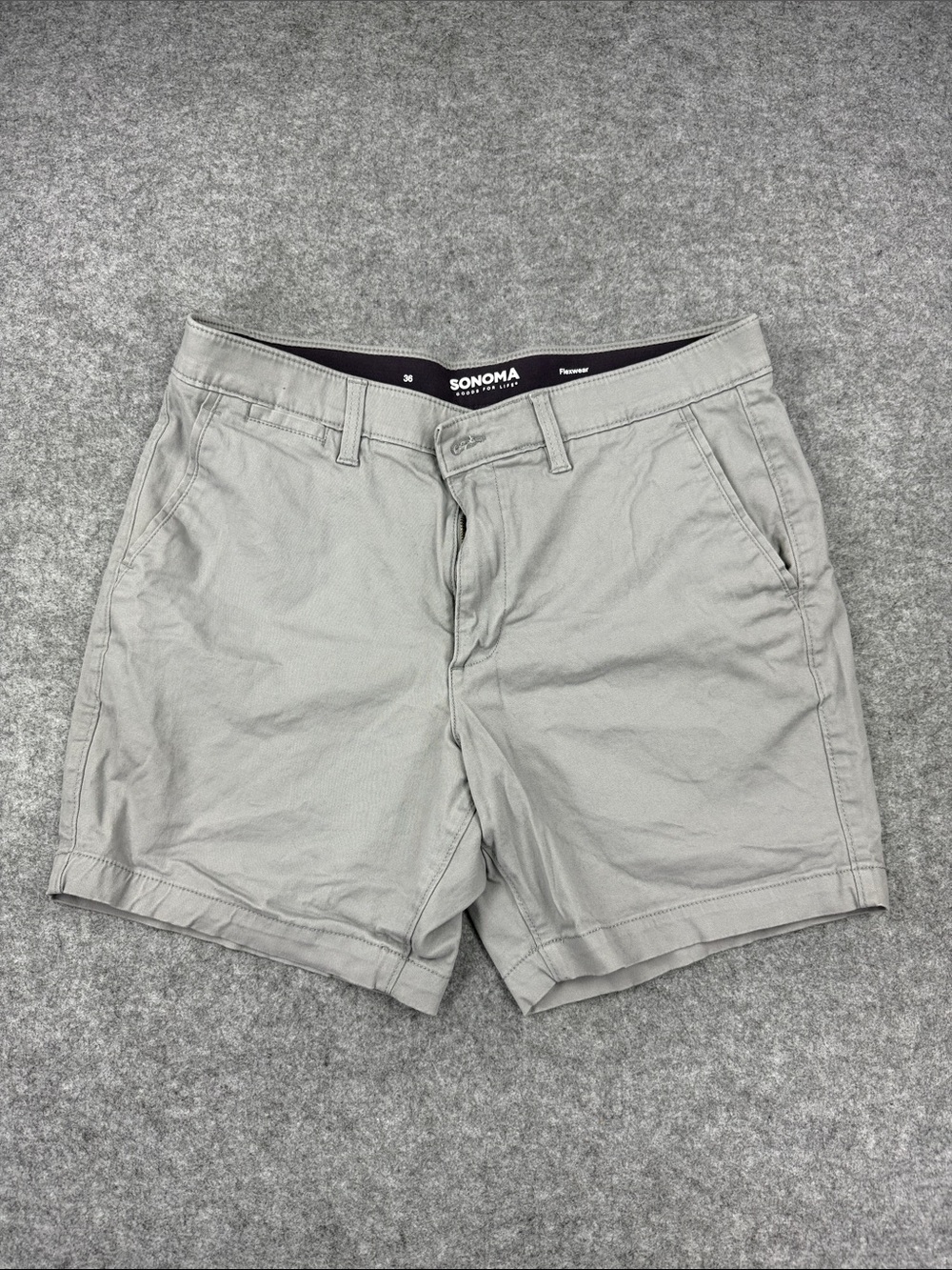 Sonoma Light Gray Flat-Front Men’s Shorts - Neutral Chino Style